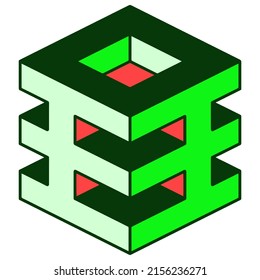 vector image of a geometric figure cube with boiled grooves