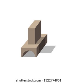 vector image of a geometric figure in the form of children's cubes in isometric on a white background with a shadow.