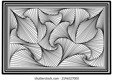 Vector image of a geometric figure from straight lines and curls