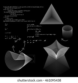 vector image geometric and physical shapes , materials , formulas
