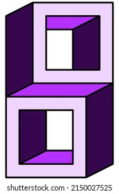 Vector image of a geometric volumetric optical illusion in the form of two cubes