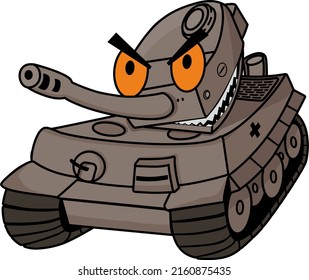 Vector image of the German heavy tank Pz-VI Tiger in cartoon style.