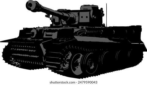 Vektorgrafik Bild eines deutschen schweren Panzers Tiger. Panzerkampfwagen