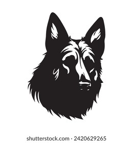 Vector image of a German shepherd dog head on a white background.