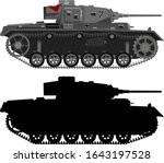 The vector image of the German tank Panzer 3. The file contains a color image and a black silhouette. Vector clean, ready to use.