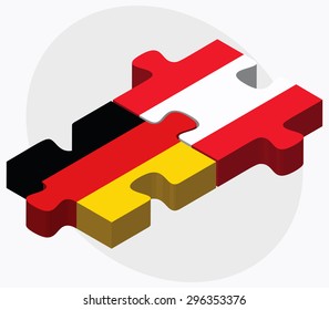 Vector Image - Germany and Austria Flags in puzzle  isolated on white background