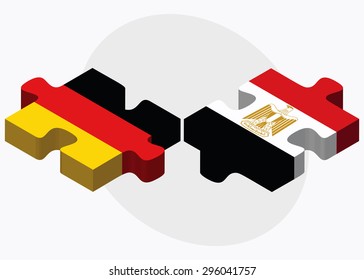Vector Image - Germany and Egypt Flags in puzzle isolated on white background