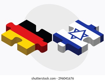 Vector Image - Germany and Israel Flags in puzzle isolated on white background