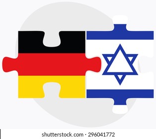 Vector Image - Germany and Israel Flags in puzzle isolated on white background
