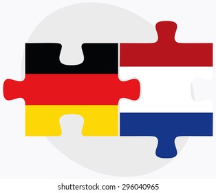 Vector Image - Germany and Netherlands Flags in puzzle isolated on white background