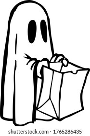 Vector image of a Ghost with a bag for sweets