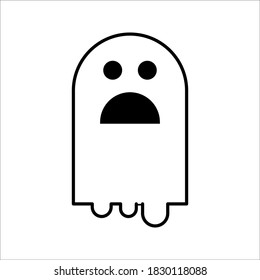 Vector image of "Ghost icon in black style isolated on white background. Vector image of halloween symbol."