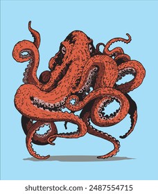 Vector image of a giant octopus