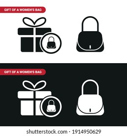 Imagen vectorial. Icono de regalo con una bolsa. Color negro básico.