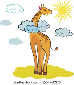 vector image of a giraffe who eats the sun