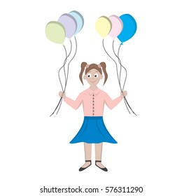 Vector image girl with balloons.