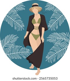 Vector image of a girl in a bikini.Summer.Hello summer.Poster,banner,flyer