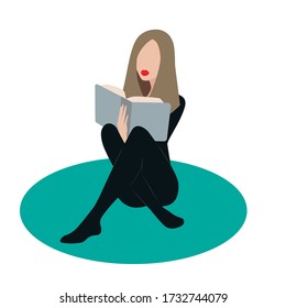 Vector image of a girl with a book in a flat style. To create stylish illustrations, postcards, posters, phone cases, notebooks, and clothing prints