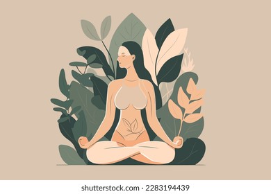 
Vector image, a girl is doing yoga, meditation