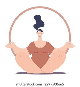 Vector image of a girl doing yoga.