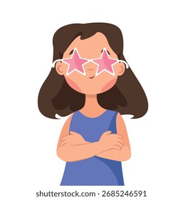 Vector Imagen de una niña en gafas divertidas