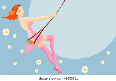 imagen vectorial de la niña en swing