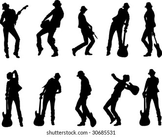The vector image of the girl playing a guitar