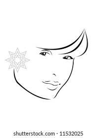 vector image of girl portrait isolated on white