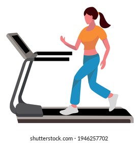 vector image of a girl running on a treadmill