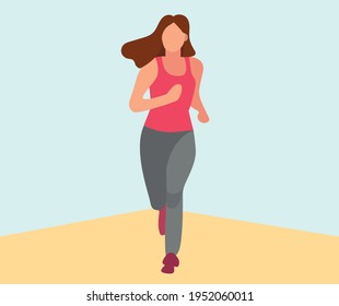 Vector image of a girl running on the road