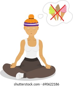 Vector image girl sitting in lotus pose