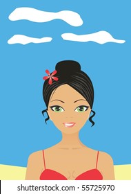 vector image of girl at swimming pool