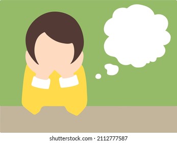 Vektorbild eines Mädchens, das in einem minimalistischen Stil denkt. Ideal für professionelle Präsentationen.