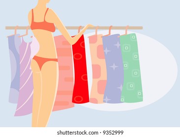 vector image of girl in underwear