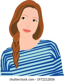 Vector Image Of A Girl In A Vest With Her Hair Pulled Back In A Braid