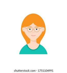 Vector image of a girl for web, profile, social networks. Female avatar. Girl with red hair