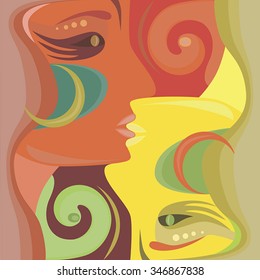 vector image of girls