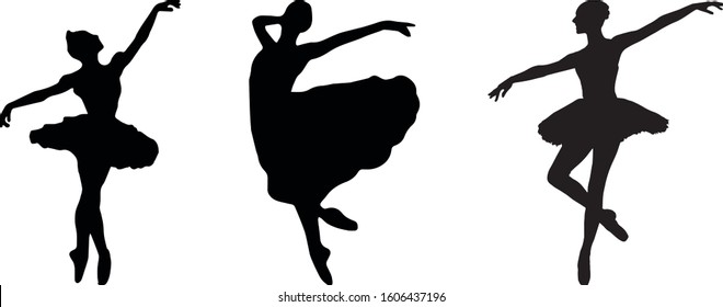 Vector image of girls ballerinas. Dance movements of ballerinas.