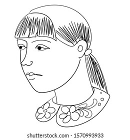 vector image of a girl's head