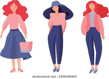 Vector image of girls illustrator, colors can be changed