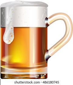 Vector image of a glass of beer on a white background