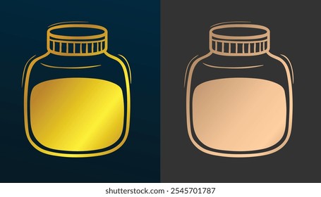 vector image of a glass bottle with a beautiful and cool gold texture