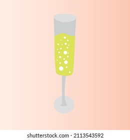vector image of a glass of champagne in doodle style
