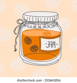 Vector image of glass jar with jam