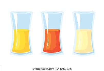 
vector image of a glass of juice. Orange juice. Red red orange juice. Apple juice.