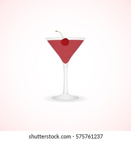 Vector image of a glass of Martini and a cherry.