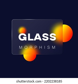 Vector image in the glass morphism style. Glass morphism trend style. Colored circles on the background. Vector illustration.