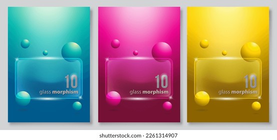 Vector image in the glass morphism style. frosted glass and abstract shapes. Place for your text.