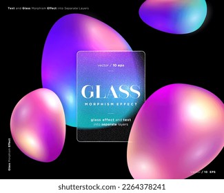 Vector image in the glass morphism style. Translucent frosted glass and abstract shapes.