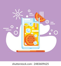 Vector image glass of orange juice